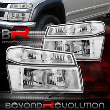 For 2004-2012 Colorado Canyon Replacement Headlights Headlamps Pair Chrome Clear