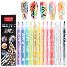 Nail Art Graffiti Pen Set 12Pcs Waterproof Drawing Marker Pen for 12Pcs-Set