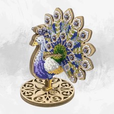DIY Bead embroidery kit Crafts on Wood with Stand, Animal gift needlework art