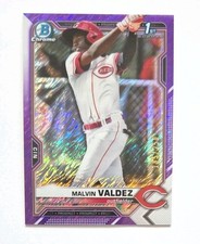 2021 Bowman Chrome Purple Shimmer /250 Malvin Valdez RC (REDS) !