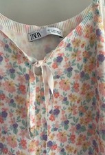 Zara Knit Floral Print Pastel Adjustable Strap Midi Dress M Summer NWOT