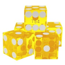 Professional CRAPS DICE - 5 YELLOW Dice Big 19mm 3/4" Dice for Casino Table Game