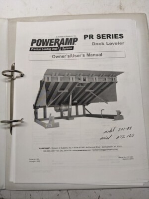 POWERAMP DOCK LOADING SYSTEM PR SERIES OWNER USER MANUAL PARTS LIST BOOK