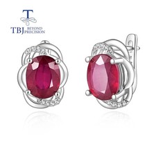 925 Sterling silver light luxury fashion natural filled ruby earrings for women'