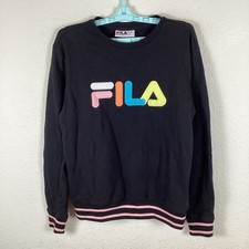 Fila Womens Sweatshirt Sz M Medium Long Sleeve Comfort Pullover Black Excellent
