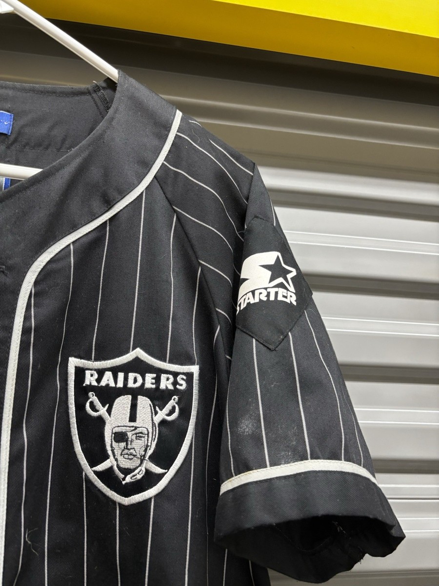 90s Las Vegas Raiders Los Angeles STARTER Striped Baseball Jersey
