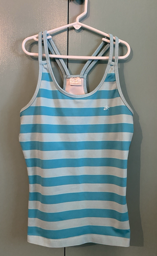 WOMEN'S SO SPORTY SMALL AQUA STRIPED RACERBACK ACTIVEWEAR COMPRESSION ...