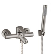 Aolemi Wall Mount Tub Filler Brushed Nickel 6 Inch Center Bathtub Faucet with Ha