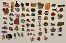 VINTAGE LOT OF 68 ASSORTED LAPEL/HAT TAC PINS WITH BUTTERFLY CLUTCH BACKS
