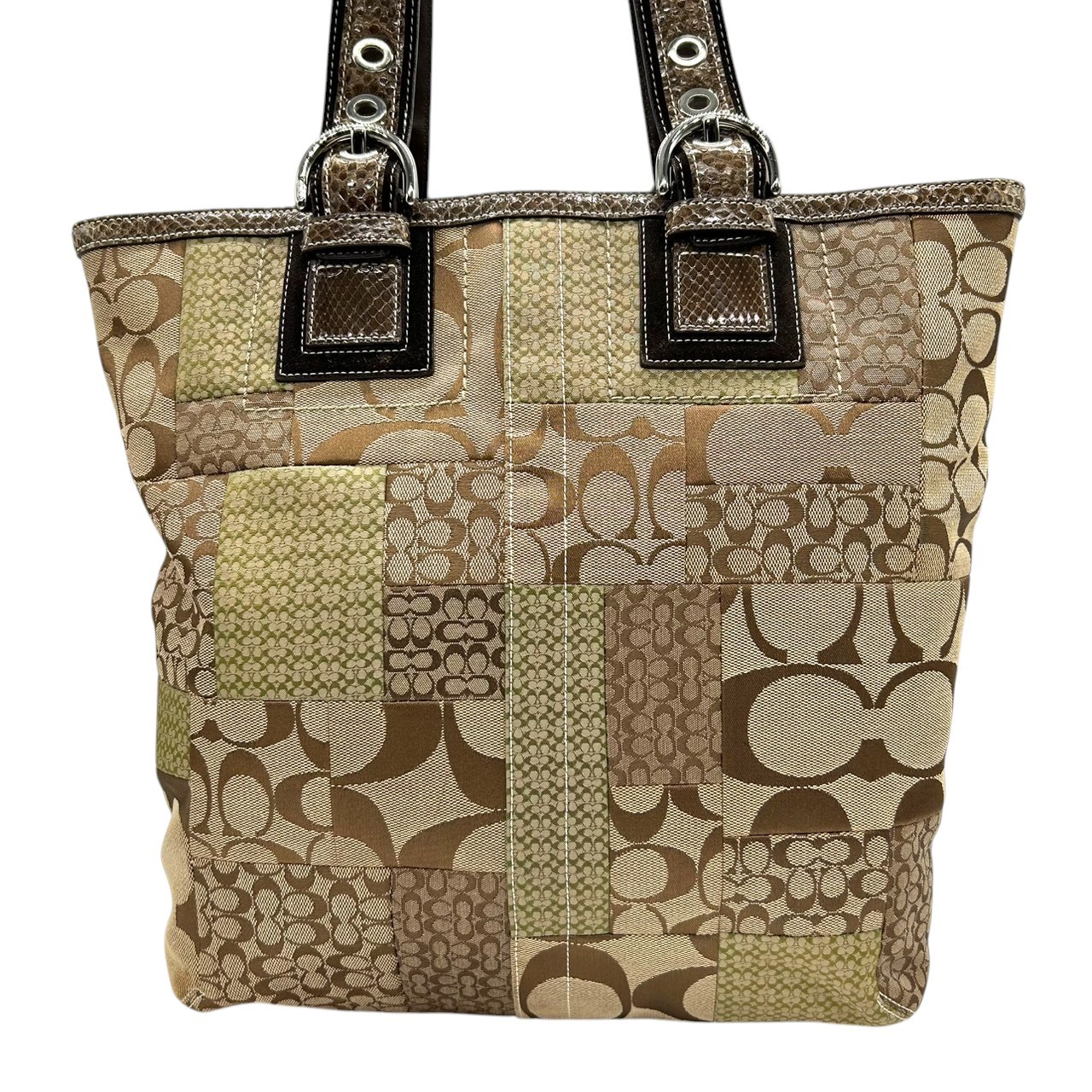 Authentic COACH Patchwork Signature Tote Bag 1008… - image 3