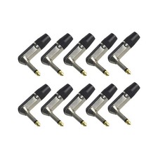 10 Pcs 1/4" Mono Male Right Angle 90 Degree Guitar Audio 6.35mm Connector Plug