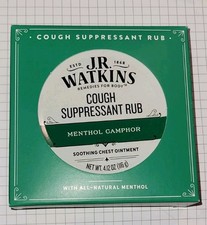 J.R. Watkins Cough Suppressant Rub 4oz Camphor  Menthol chest ointment NEW