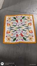 Women s Multicolor Floral Bird Print Square Scarf Wrap with Yellow Border