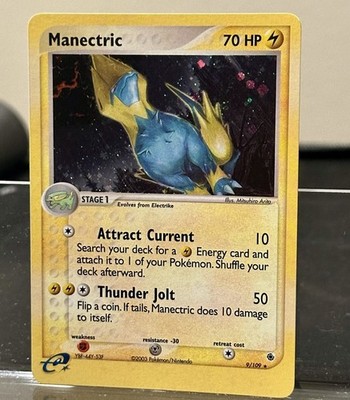 2003 POKEMON EX RUBY & SAPPHIRE #9/109 MANECTRIC HOLO BLEED ERROR
