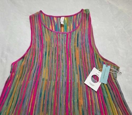 Mini abito maglione a costine arcobaleno pratica quotidiana 3X Plus Anthropologie x nuovo - Foto 5 di 10