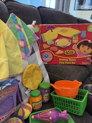 Fisher Price Dora The Explorer Birthday Cake & Making Tacos Play Food SetPieces