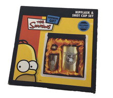 The Simpsons Hipflask & Shot Cup Set Barware Gift New