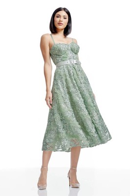Dress the Population Mabel 3D Floral Midi Dress Size:XL $428 NWT