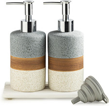 Ceramic Soap Dispenser Set of 2, Hand and Dish Soap Dispenser Set