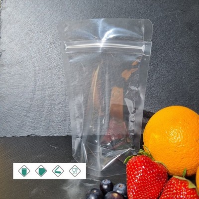 Stand Up Pouch Bag 250ml 50g Zipper Tear Notch Clear 110x65x185mm