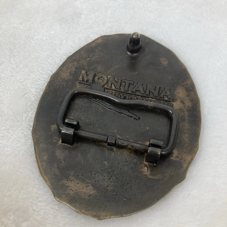 Montana Silversmiths Solid Brass Belt Buckle Deer Elk Western Vintage Rodeo - Image 4 of 4