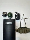 GI Joe 12” Military Accessory Lot MP Helmet Gas Mask Riot Shield Vest Mixed Bran