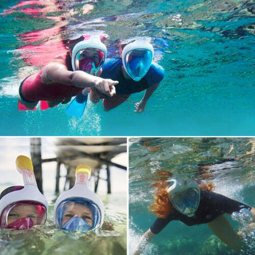 Kids Adults Snorkel Face Mask Swimming Scuba Set Full Anti-Fog Diving For Gopro - Picture 13 of 16