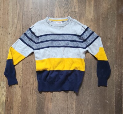cat and jack boys Blue and Yellow stripe sweater s 6/7 EUC
