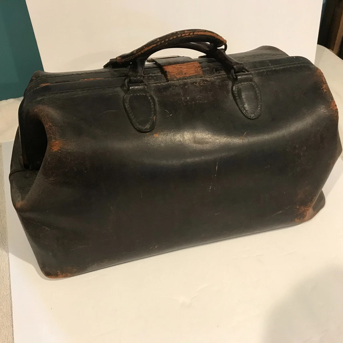 VINTAGE- Antique- Leather- Doctors Medical Bag