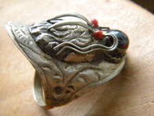 Ring Silber Farbig ca 22 mm wie Mittelalter Kunst Antik Schmuck Hochzeit Selten