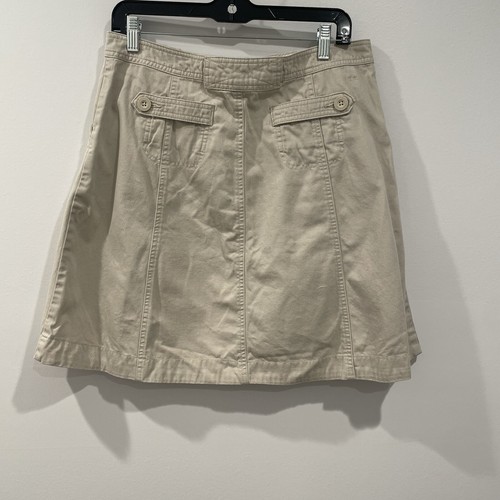 Vintage Y2K Tommy Hilfiger Khaki Beige Skirt A-Line Front Zip Pockets Size 10 - Picture 4 of 8