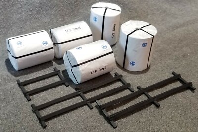 LMH 4808 Detail Part STEEL COIL Car Truck Load 5 WRAPPED Coils w/ Angle RACKS O