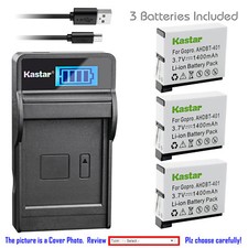Kastar Battery LCD Charger Replace Genuine Gopro AHDBT401 Hero4 HD Black Silver