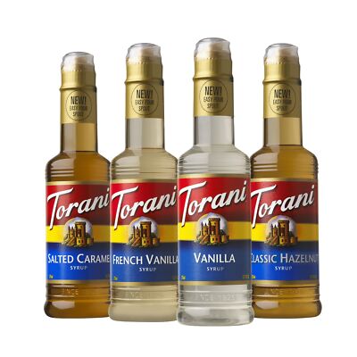 Torani Syrup Variety Pack 4 Flavors Vanilla Caramel Hazelnut French Vanilla