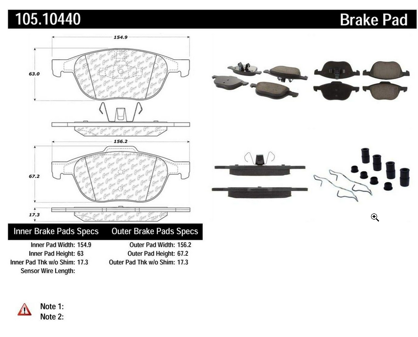 For 20142015 Ford Focus Brake Pads Front Replacement Centric Posi