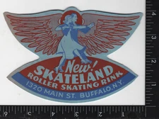 WWII BUFFALO, NY SKATELAND ROLLER SKATING RINK SKATE LABEL at 1320 MAIN St  RS6