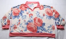 Haptics Women's Plus Drop Shoulder Floral Knit Top CA4 Ivory Rose Size 3X