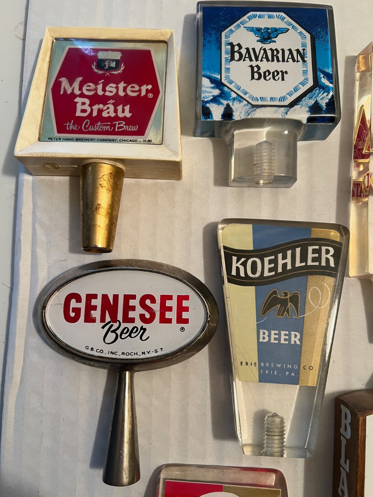 8 Vintage Beer Tap Handles Genesee, Blatz, Schmidt's, Koehler Old
