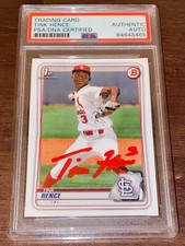 2020 BOWMAN DRAFT #BD-86 TINK HENCE Signed Autographed Card Cardinals PSA