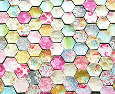 Collection 70 tacked new Tilda cotton floral patchwork hexagons charm/quilt