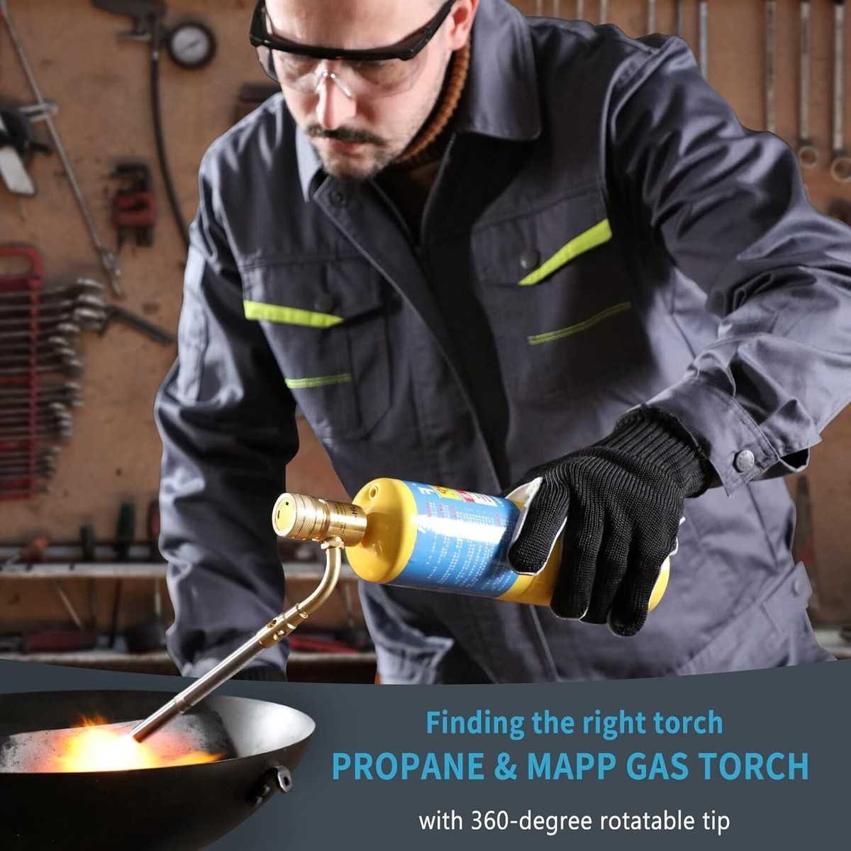 Propane Mapp Gas Torch Head 360° Rotatable Nozzle, Plumbing Torch 