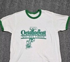 Vintage 80's Octoberfest Beer Shirt South Lake Tahoe Owl Breweriana Ringer