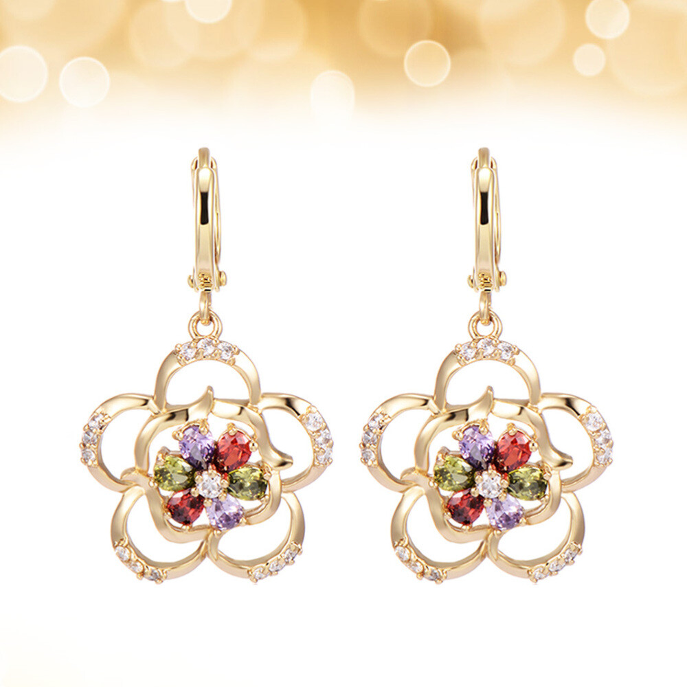 Stylish Rhinestone Flower Stud Earrings for Trendy Fashion-image