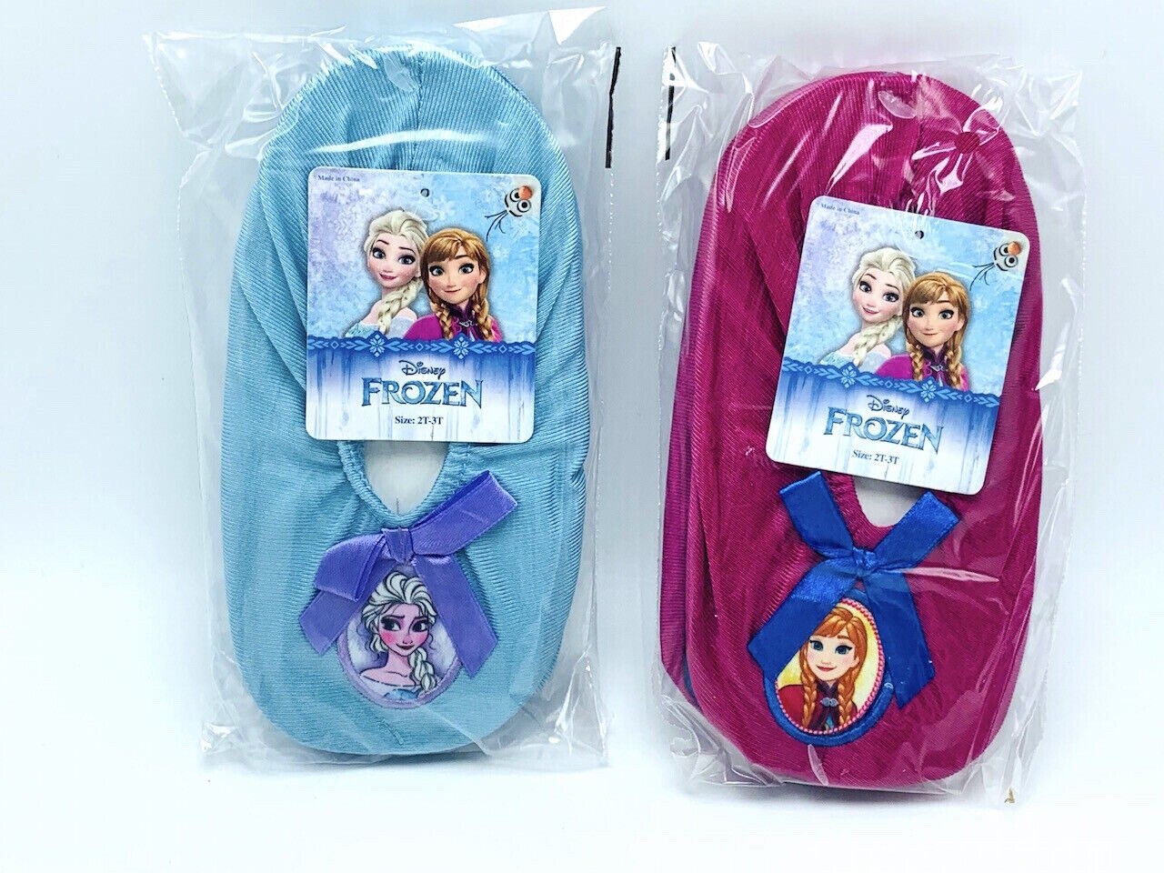 SAOLA Frozen Anna & Elsa nuovo set di 2 calzini pantofole bambina 2T 3T suola pinza bambino