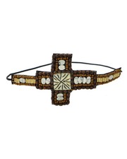 New Western Style White Beaded Cross Headband