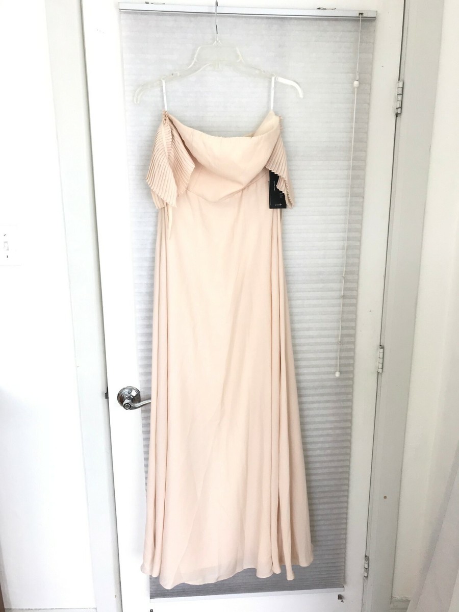 Lulus off the shoulder light beige long dress bridesmaid Size M | eBay
