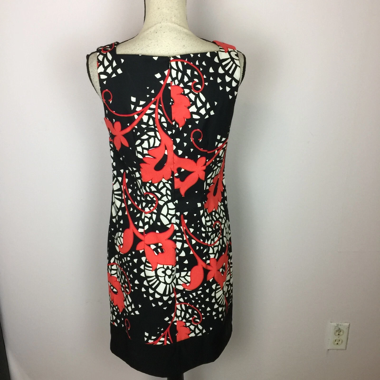 Abito tubino Alyx Limited taglia 6 donna nero rosso stampa floreale senza maniche nuovo con etichette