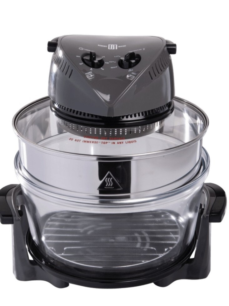Robert Irvine 1300 Watt Halogen Oven  W/Extend Ring Gray New