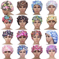 Flowers Colorful Bouffant Dome Scrub Cap Hats Work Accessories Hair Cover Floral