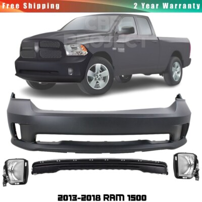 Front Bumper Cover & Fog Light Assembly For 2013-2018 Dodge Ram 1500